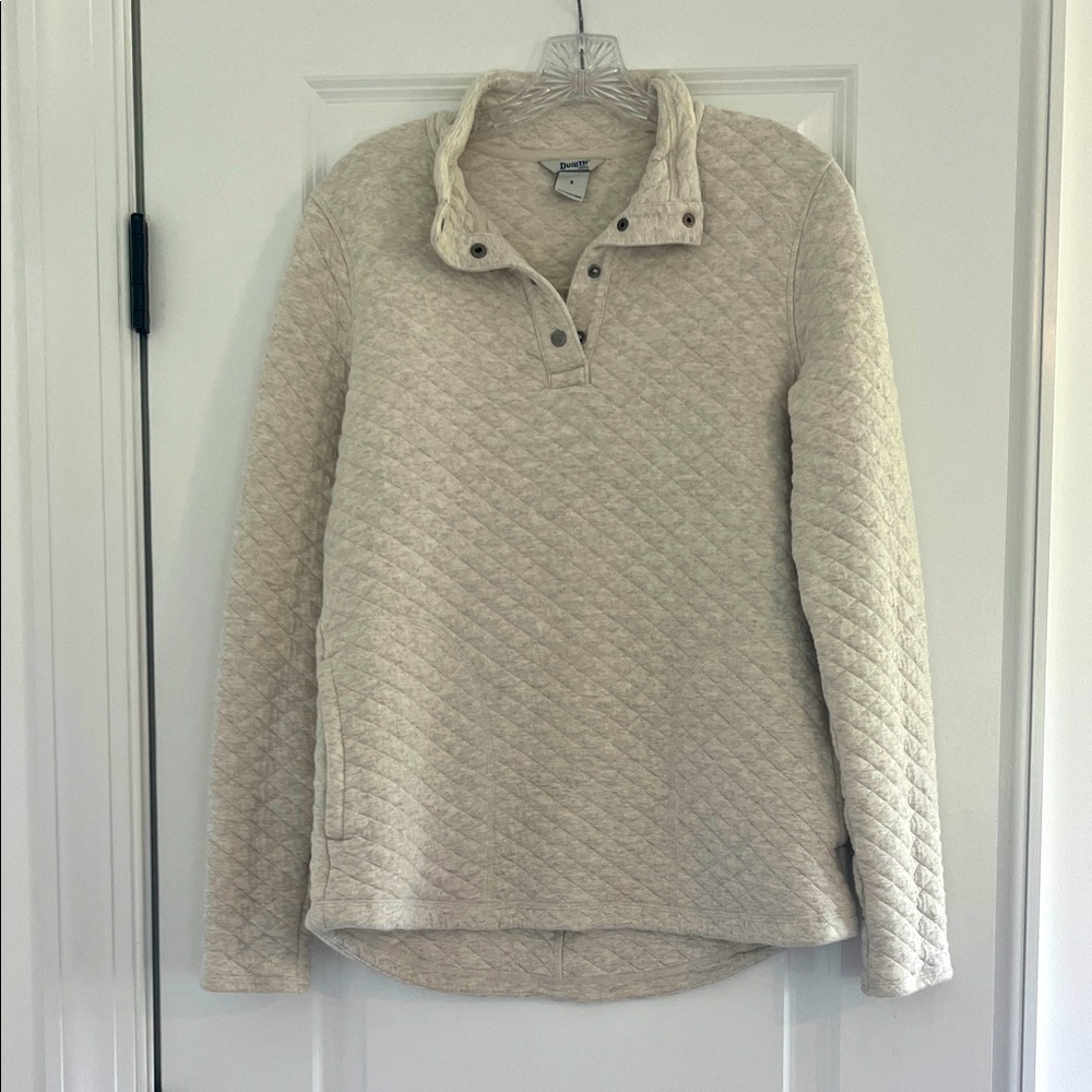 EUC Cream Quilted Duluth Pullover Quarter Snap